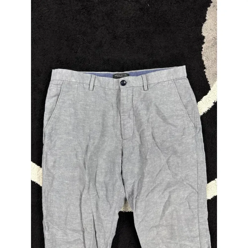 Banana Republic Pants Mens 33x32 Gray Linen Kentfield Pant Blend Casual Beach